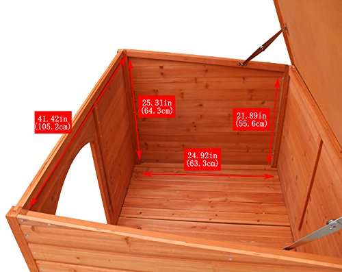 HiCaptain Waterproof Solid Cedar Pet House Deluxe Dog Kennel Universal Fits for Small Medium Large Animals (L:45 x 30.5 x 31.5 Inch, Brown)