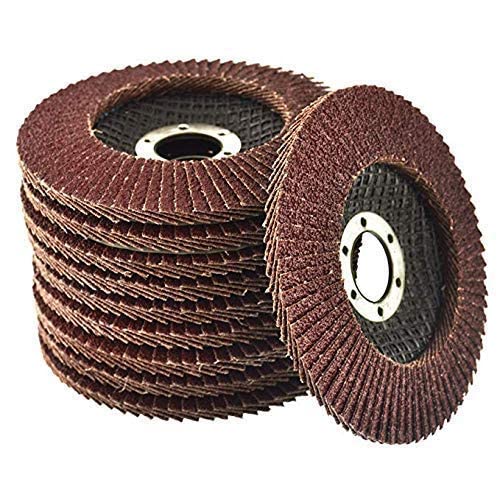 Pack of 10 Aluminum Flap Grinding Discs 100mm Abrasive Sanding Flap Wheel fits all 4" (100mm) Angle Grinders - Available in 5 Different Grits - 40 GRIT