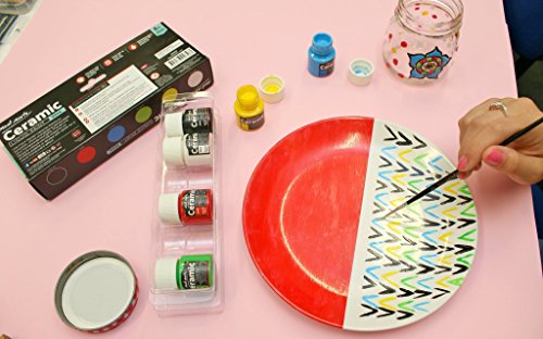 Mont Marte Ceramic & Porcelain Paint Set - 6 Pieces x 20ml - Water Resistant Ceramic Colors Paints - Ideal for Painting Cups, Vases and Bowls - Perfect for Beginners and Professionals