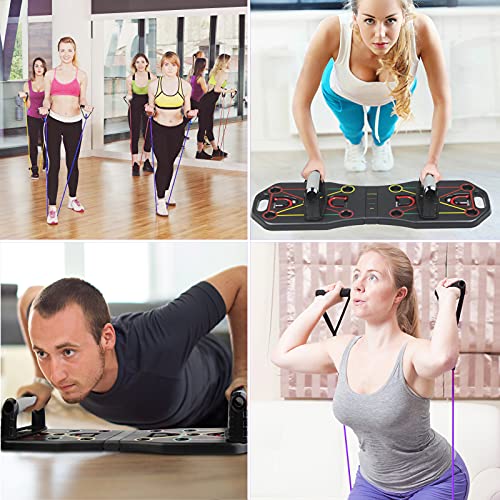 Push up Board, Liegestütze Brett faltbar mit Handgriff und Kordelzug, Multitrainer Liegestütz, tragbarer Multifunktionales Fitnessgeräte Zuhause für Männer Frauen Muskeltraining Fettabbau Training
