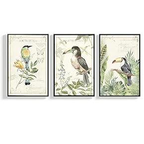 Floating Framed for Living Room Bedroom Vintage Bird...