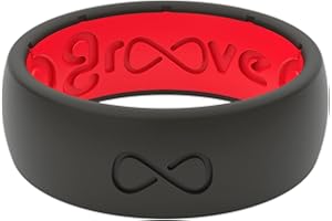 Groove Life Solid Silicone Ring - Breathable Rubber Wedding Rings for Men, Lifetime Coverage, Unique Design, Comfort Fit Ring