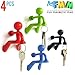 Fun Magnetic Man, Refrigerator Key Holder with Strong Magnet, Holds Up To 1.4 Pounds, Home Office Gift Decoration, 4-Pack
