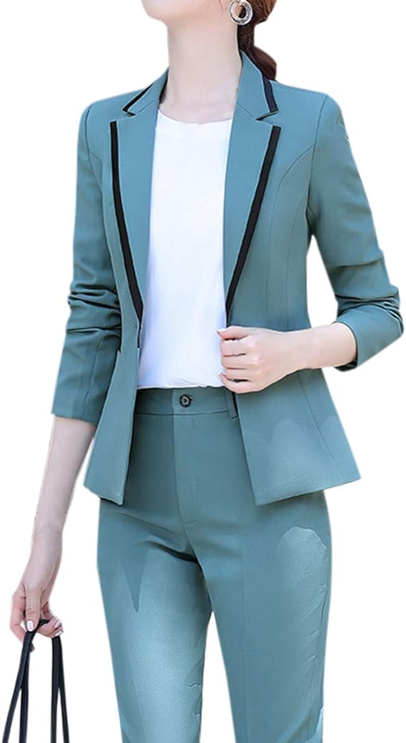 Amazon レディース 洋服 スーツ セット 二枚 コート フォーマル スーツ おしゃれ 2点セット ジャケット パンツ セットアップ ジャケット スーツ スリム 事務服 フォーマル カジュアル 通勤 レジャー スーツ ビジネス用 面接 パンツスーツ 通販