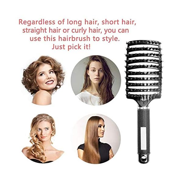 Bargainbuys-Boar-Bristle-Curved-Vent-Brush-and-Detangler-Professional-Styling-Hair-Brush-for-Men-WomenReducing-Hair-Breakage-and-FrizzySuitable-for-All-Hair-TypesUnisex-Black FIXHAIR Natural Boar Bristles Hair Brush for Men,Women,Teenage Girls,Detangling Hairbrush For Extensions,Reduce Breakage…