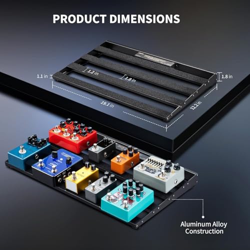 Peda lboard para Guitarra com Fonte de Alimentação Integrada, Feito em Alumínio Leve e Resistente, Inclui Saída USB, Maleta de Transporte, Adaptador e Cabos (55 * 34 * 10cm)