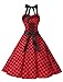 Dressystar Vintage Polka Dot Retro Cocktail Prom Dresses 50's 60's Rockabilly Bandage Red Black Dot XL