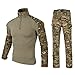 TOMITANY DXdesign Tactical 1/4 Zip Combat Long Sleeve T-Shirt Pants Set Slim Fit Hunting Military Uniform Dry Quick (Medium, Desert Multicam Set)