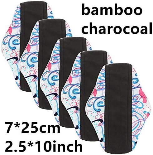 TBATM Women'S Sanitary Napkin, Washable Bamboo Charcoal Menstrual Cloth Maternal Special Leakproof Hygiene Pad Avoid Leaks Odors and Staining 5PCS,G
