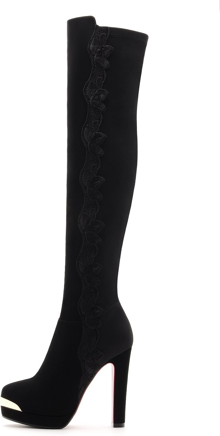 women's stretch boots black