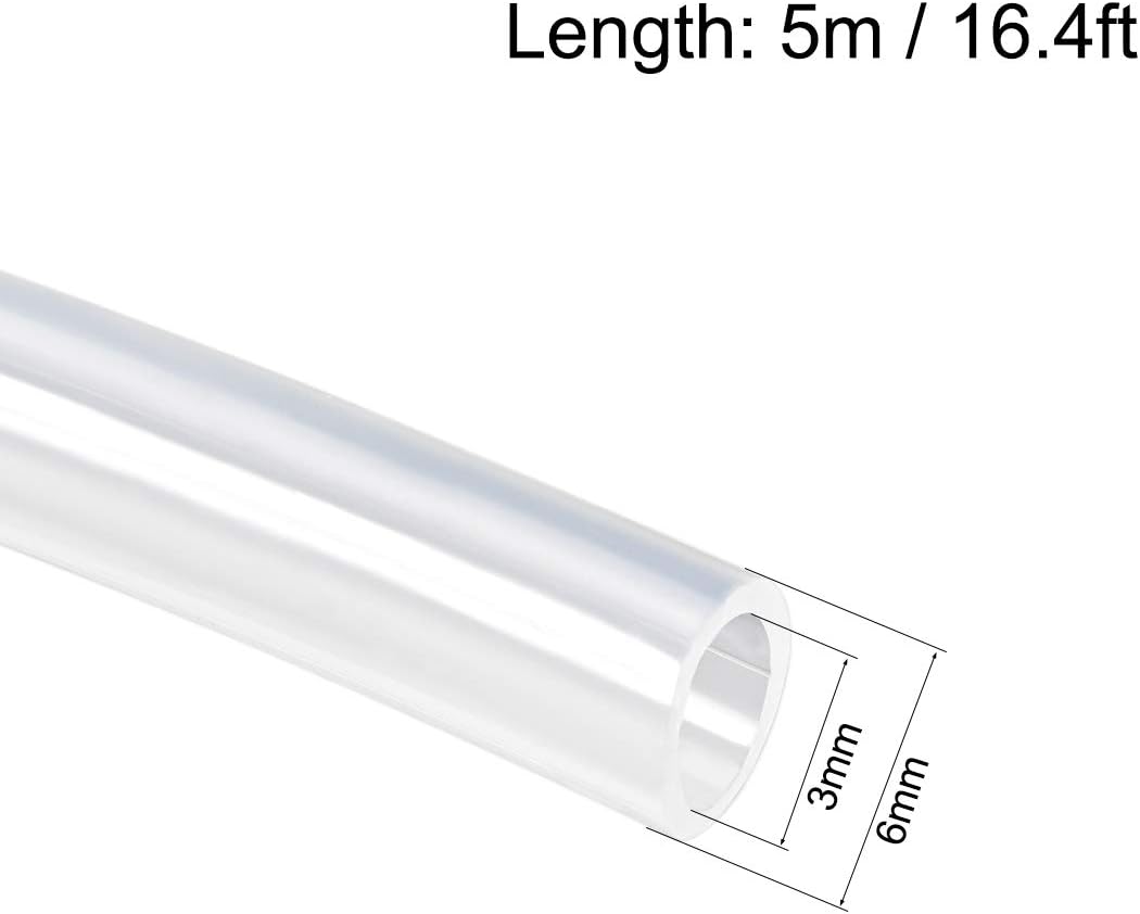 sourcing map Silicone Tubing 3mm ID x 6mm OD 5m Flexible Silicone Rubber Tube Air Hose Water Pipe for Pump Transfer Clear - Image 3