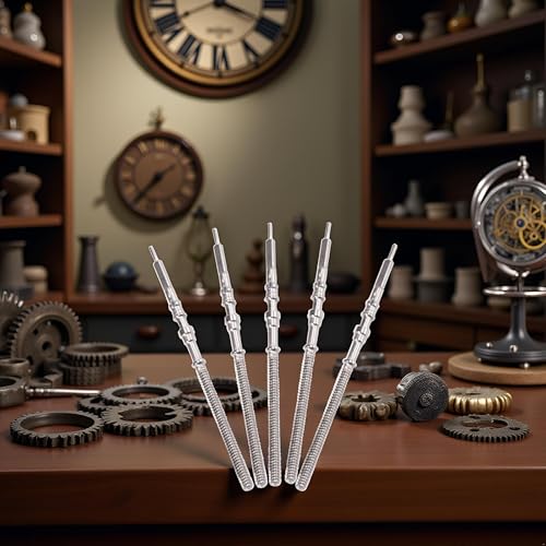 YuanHolumid 5Pcs Silver Movement Watch Steel Stem Crown Kit Watch of Parts NH35 NH36 NH38 NH39 Movement Stem Spare Parts Accessories
