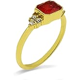 HSQYJ Luxury Red Rectangle Cubic Zirconia Promise Rings Classic Style Crystal Anniversary Wedding Engagement Bands Cocktail Ring for Women Gold Plated Jewelry Gifts