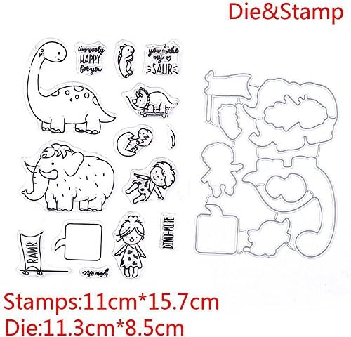 Kuuans Decor Cards Making Scrapbooking Embossing Stencil Clear Stamps Dinosaur Elephant Metal Cutting Dies