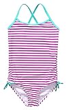 Sociala Girls Ruffle One Piece Swimsuit Striped Leaf Print Bathing Suits