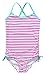 Sociala Girls Ruffle One Piece Swimsuit Striped Leaf Print Bathing Suits