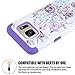 Galaxy S7 Case, HengTech (TM) Premium Durable Dual Layer Hard & Soft Hybrid Rhinestone Bling Armor Defender [ Anti Scratch ] Phone Case Cover Shell for Samsung Galaxy S7 (Floral- White/Purple)