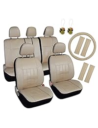 Fundas de asiento de auto universal de cuero Leader Accesorios, paquete de 17 piezas