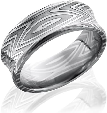 Concave Damascus Steel Ring -Zebra Pattern by Lashbrook - 8