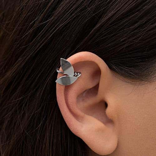 Elf ear cuff earring, helix ear cuff no piercing, leaf earring cuff