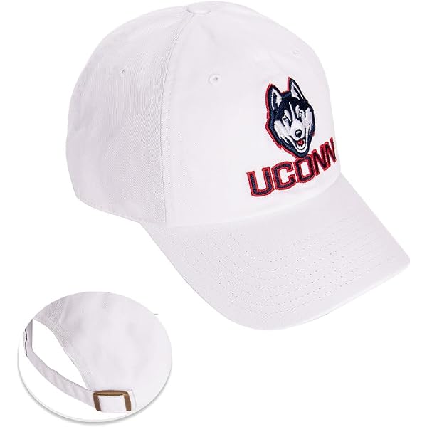 Desert Cactus UConn Huskies Baseball Hat - Adjustable Cotton Cap With Embroidered Logo (White) - View #3