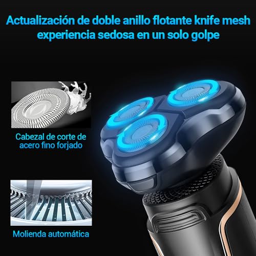 JESWO 3 en 1 Rasuradora Electrica Hombre con Pantalla LED Inteligente, Afeitadora Eléctrica Recargable en Seco y Húmedo, Negro, para Hombres