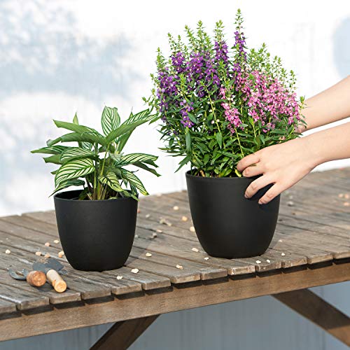 image for Mkono 6.5 Inch Plastic Planters Indoor Set of 5 Flower Plant Pots Mode