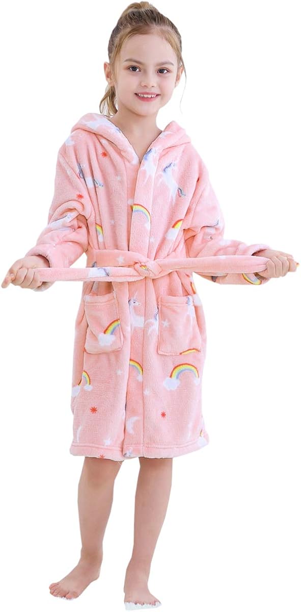 Betusline Kids & Adults Robe, Boys Girls Toddler Baby Flannel Soft Bathrobes, 18 Months - Women XL: Clothing