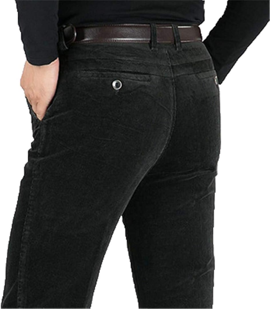 Asljiksy Straight Loose Corduroy Winter Pants Men Thick Black Khaki Red