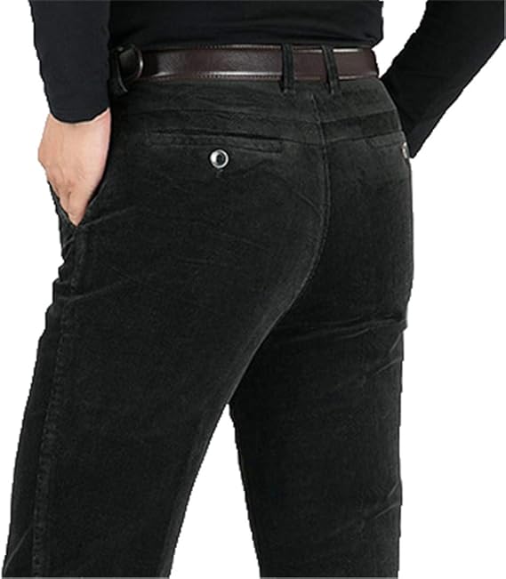 Asljiksy Straight Loose Corduroy Winter Pants Men Thick Black Khaki Red