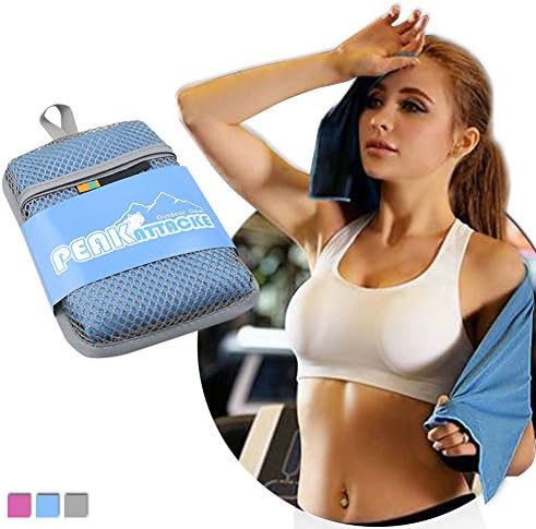 PeakAttacke Outdoor Fast Drying Microfiber sports Towel Easy to Carry and Ultra Light for Camping, Travel, Running, Yoga, Fitness, Golf 1 Pack/Blue
