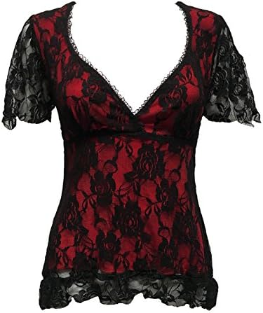 Switchblade Stiletto Womens GYPSY HARLOT TOP (S, Black/Red)