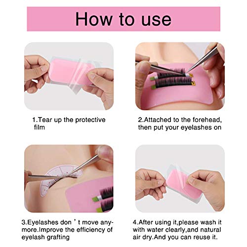 DaveandAthena 4 Pieces Silicone Eye Lashes Pads Pallet Eyelash Extension False Eyelash Holder, Transparent and Pink