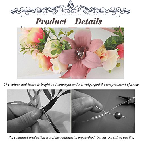 Fashion Lily Flower Headband Hair Wreath Bridal Floral Crown Headdress Bohemian Garland for Wedding Festival Pink