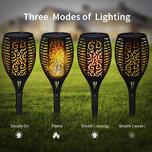 Iyoyo Solar Torch Light 4 Pack Waterproof 96 LED Flame Flickering Lamp Landscape Decoration Dancing Flame Lights for Garden Yard Lawn Solar Light