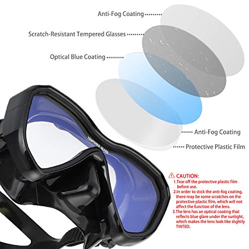 LUXPARD Snorkel Set, AntiFog Panoramic View Snorkel Mask and AntiLeak