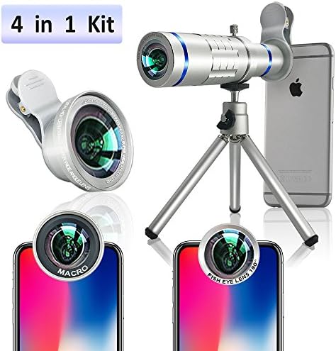 Phone Camera Lens Kits for Smartphone,Lingwei 18X Telephoto Lens / Wide Angle Lens / Macro Lens / Fisheye Lens for iPhone/Samsung/LG/HTC and more