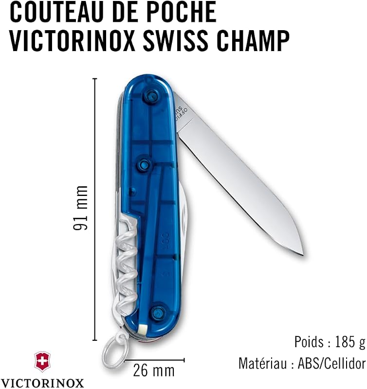 Couteau Suisse Swiss Champ - Multitool 33 Fonctions - Bleu