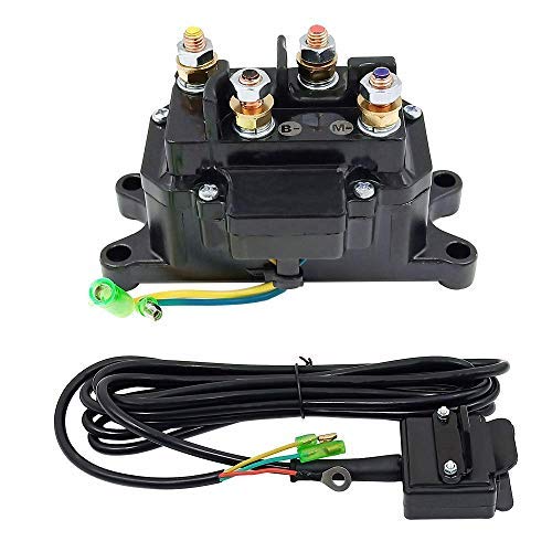 Triumilynn 12V 250A Winch Solenoid Relay Contactor &amp; Winch Rocker Thumb Switch Combo For ATV UTV 1500lb-5000lb Polaris, Warn # 63070 62135 74900 70715 2875714 In | Whizz Winches