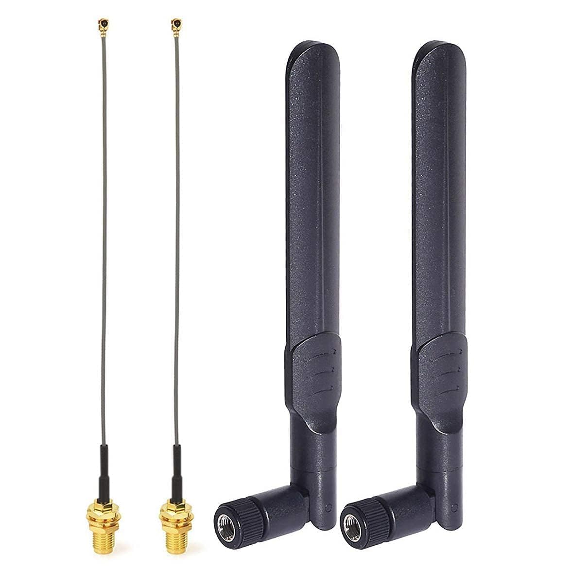 Bingfu WiFi Antenna 8dBi 2.4/5/5.8 GHz Wifi Aerial and 15cm RP-SMA Female Pigtail Cable(2 Pack) Compatible with Intel Fenvi HP Dell Wireless Mini-PCI Express PCIE Network Card WiFi Adapter