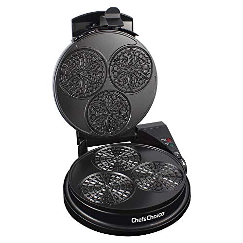 Chef'sChoice 835 PizzellePro Express Bake Nonstick Pizzelle Maker Features Color Select Control and Instant Temperature Recovery Easy to Clean, 3-Slice, Silver (Renewed)