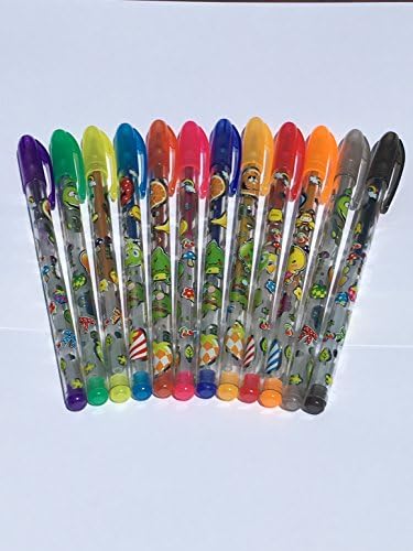 12 Pack of Glitter Gel Roller Ball Pens, kids love them! Perfect for School Home Office Art Class College Drawing Scapbooking DIY Decorating Invitations Stationary