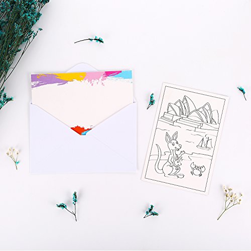 Blank Note Cards with Envelopes, 36 Coloring Greeting Cards for Kids and Adults to DIY Personalized Birthday Cards, Thank You Cards, Bulk Box Set, 4 x 6 Inches, Postcard Style, Funtopia - Thumbnail 2