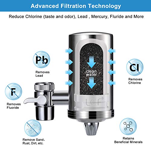 LCF Water Filter Faucet, Food Grade 304 Stainless Steel, Reduce