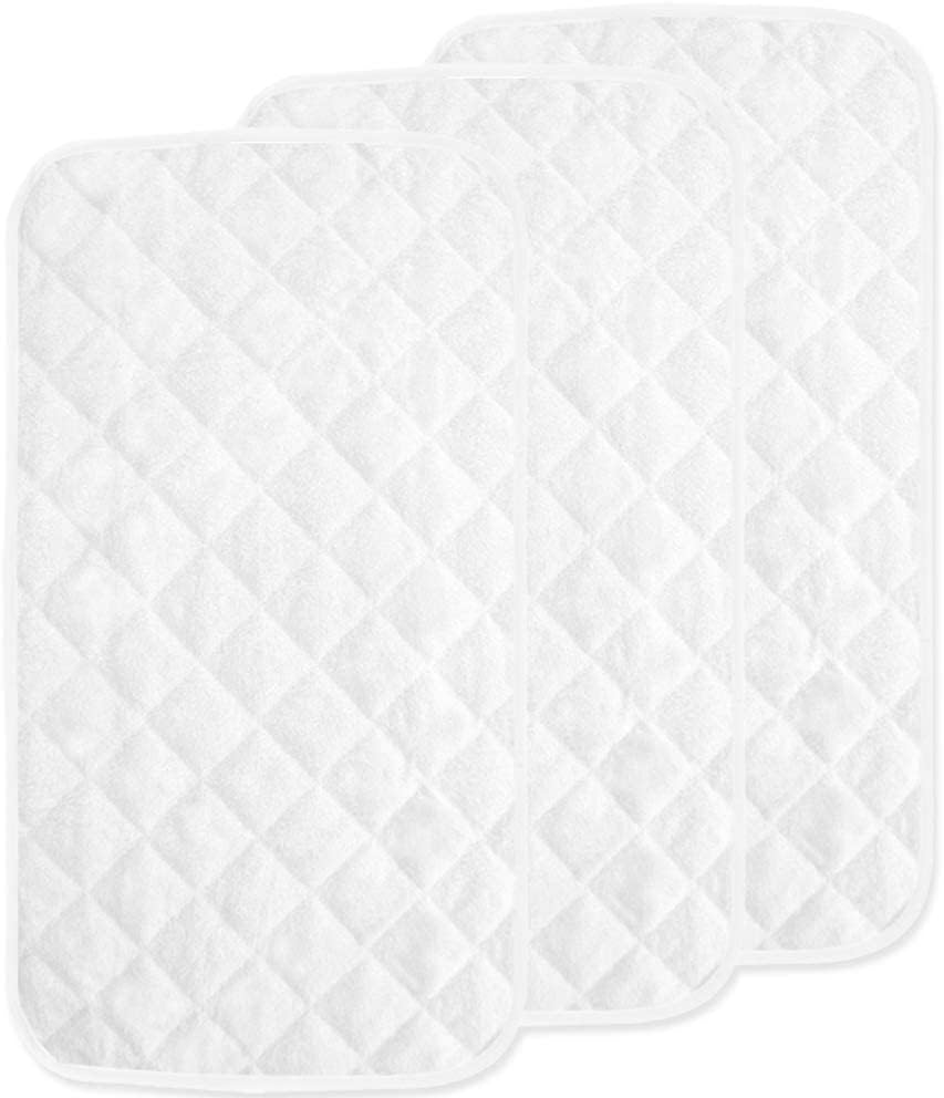 SPRINGSPIRIT Waterproof Changing Mat Liners Quilted, Pack of 3, Baby Skin Friendly Viscose Terry Towel Surface, Diaper Changing Liners, Larger in 28" x 15