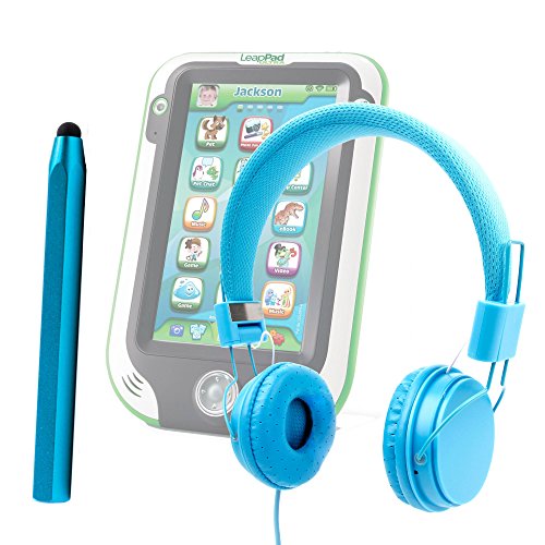 DURAGADGET Leapfrog LeapPad 3 / LeapPad 3x / LeapPad Ultra XDI - Bright Blue Ultra-Stylish Kids Fashion Headphones with Padded Design, Button Remote & Microphone for Leapfrog LeapPad 3 / LeapPad 3x / LeapPad Ultra XDI Kids Tablet + BONUS Matching Stylus!