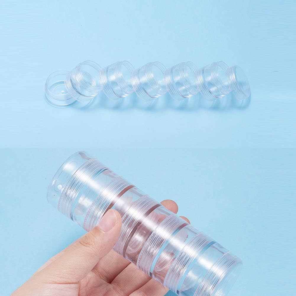 BENECREAT 30 PCS Plastic Stackable Clear Round Bead Container Storage Jars For Crafts,Small Items,Beads,Jewelry Findings - Image 5