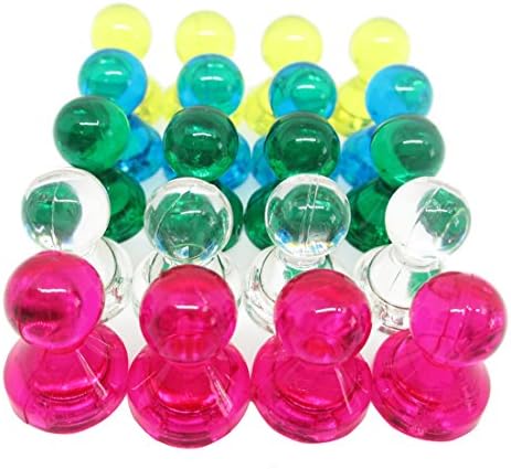 5 Colors Magnetic Push Pins for Whiteboard Refrigerator in School Office Kitchen 20 PCS (15x21mm)