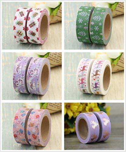 BKCMY Washi Masking Tape Christmas Decorations Set of 6 Multi Colored Gifts for Girls DIY Collection Sticker Planners Arts Crafts