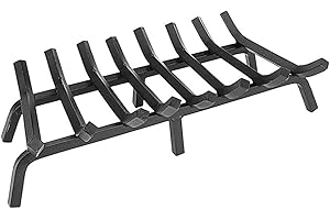 Oakestry Fireplace Grate 27" Heavy Duty Solid Steel Fireplace Log Holder Black Finish Wrought Iron Wood Stove Holder Firewood Burning Rack for Indoor Outdoor